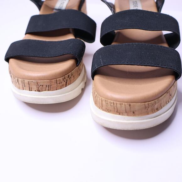 STEVE MADDEN Bandi Flatform Sandals Black Elastic Strap Casual Women's 8.5M - Picture 3 of 9